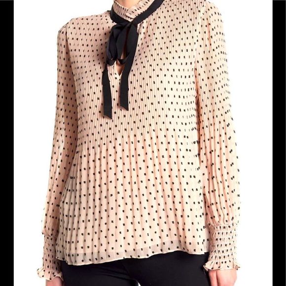 Max Studio Tops - Max Studio Necktie Blouse W/ Swiss Dots